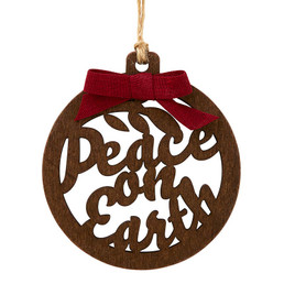 Peace Laser Cut Wood Ornament - 12/pk