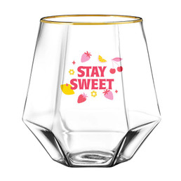 Beveled Wine Glass - Stay Sweet