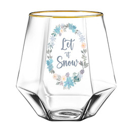 Beveled Wine Glass - Let Snow