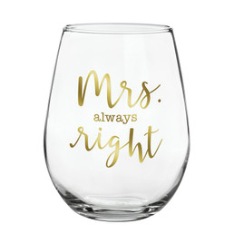 Stemless Wine Glass - Mrs. Right