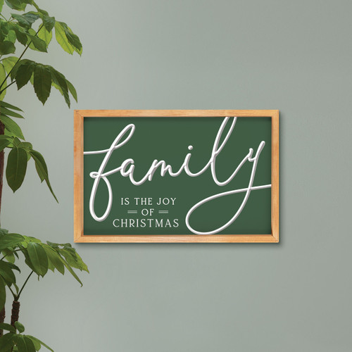 Family Is The Joy Of Christmas Carved Framed Art