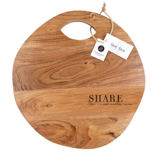 Natural Wood Round Serving Tray - Share