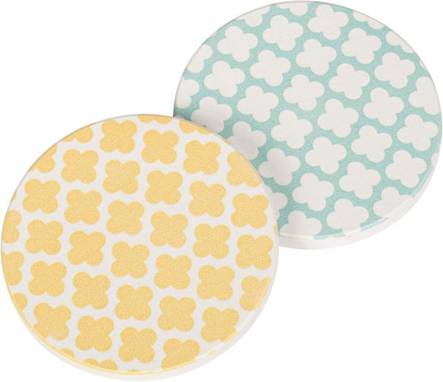 Car Coaster - Quatrefoil, Yellow, Blue