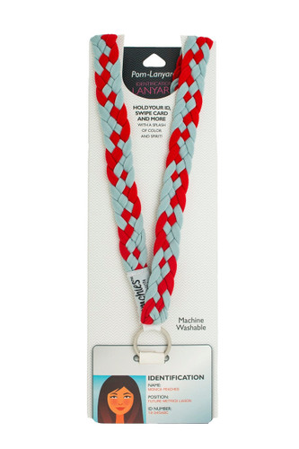 Pom Lanyard - Red/Perla