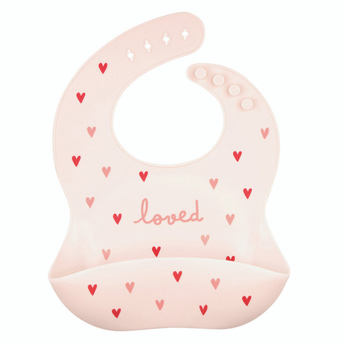 Silicone Bib - Pink Heart Silicone Bib - Pink Heart