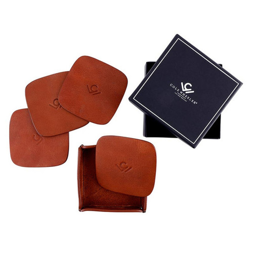 Leather Coaster Set 4pc