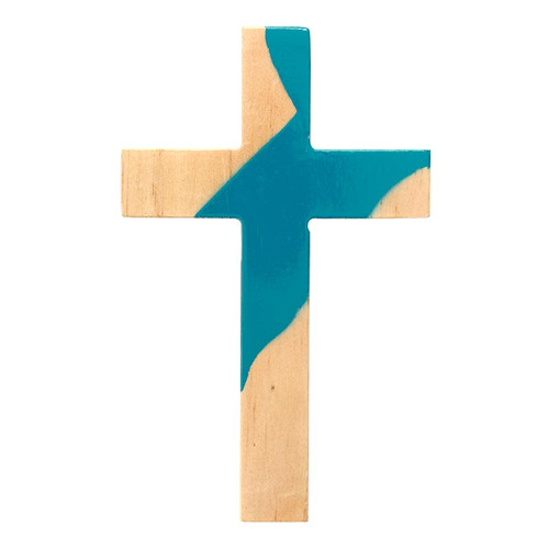 COLOR 5" Marble Cross - The Art of the Cross - Aqua Mist