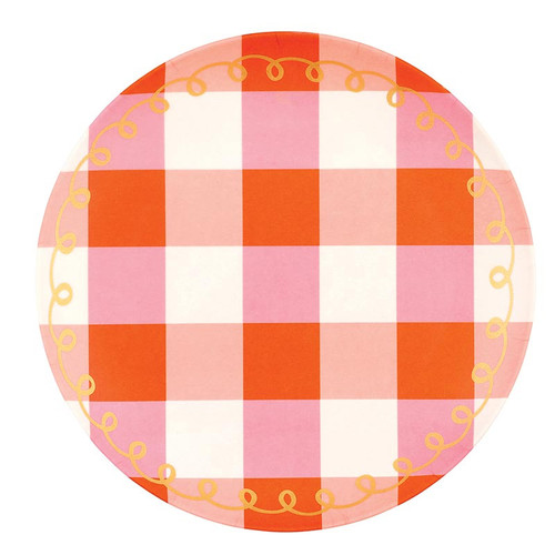 Melamine Appetizer Plates - Pink Plaid - 4ct