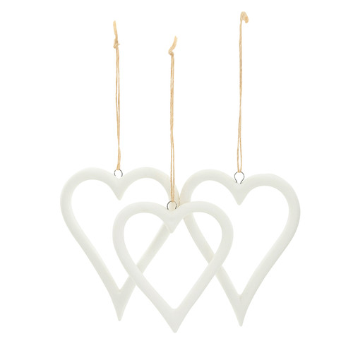 Ceramic Bisque Heart Ornaments - Set of 3