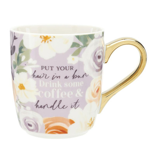 Blooms of Grace Gold Handle Mug - Put Your Hair