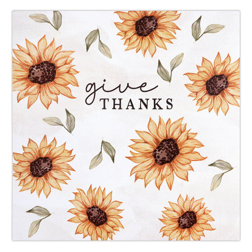 Give Thanks Sunflower Wood Block