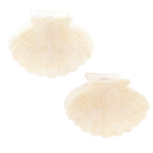 Claw Clips - White Shells - Set of 2
