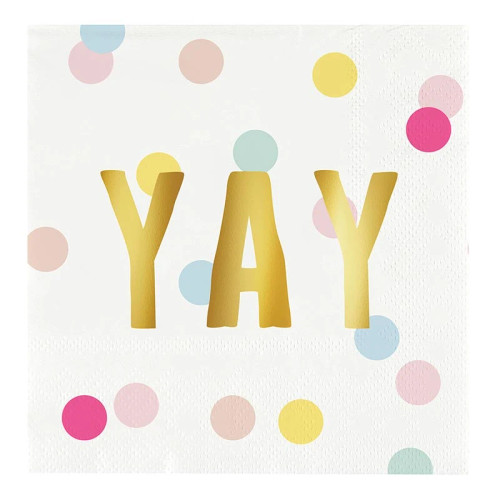 Foil Beverage Napkins - Yay - 20ct