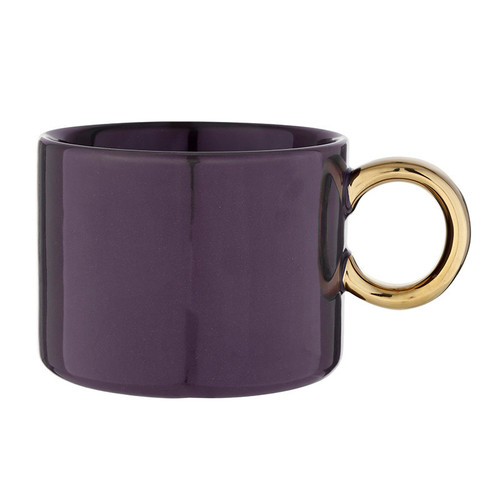 Ceramic Mug with Gold Handle - Aubergine