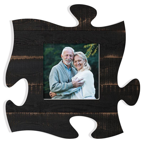 Puzzle Pieces Artwork Photo Frame - Black Wood
