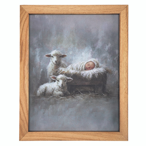 Baby Jesus + Lamb Framed Art (12x15)
