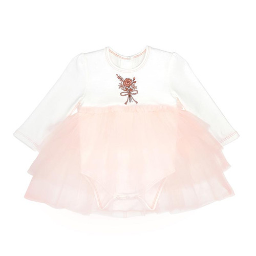 Long Sleeve Flower Bouquet Tutu Dress