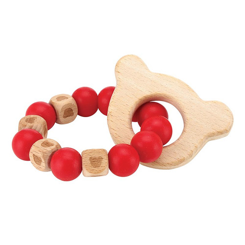 Teether - Bear with Red Beads