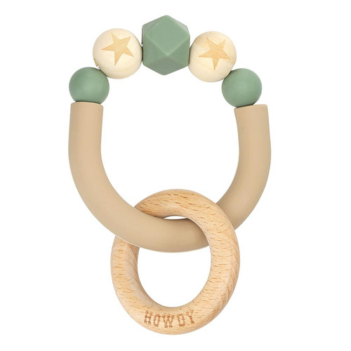 Horseshoe Silicone Teether - Green/Tan