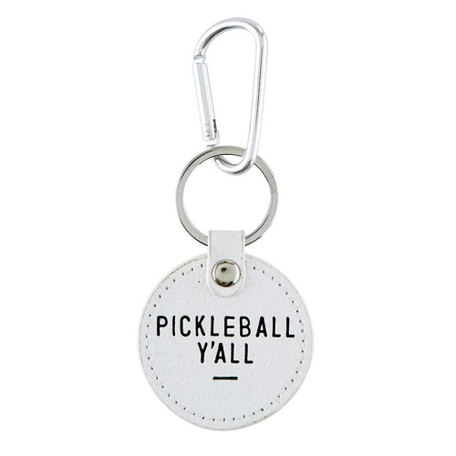 Round Leather Keychain - Pickleball Y'all