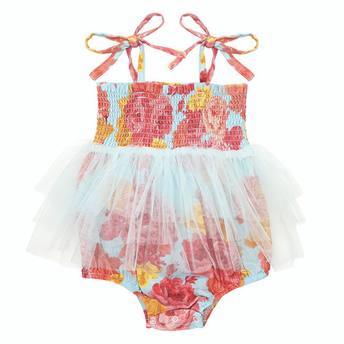 Tutu Bubble Romper - Rose Floral