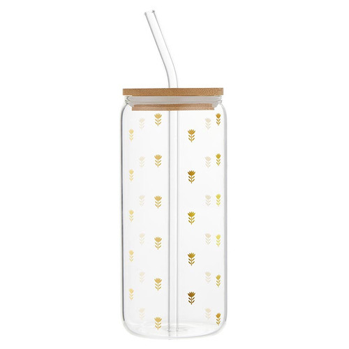 Glass Cold Brew Tumbler - Flowers