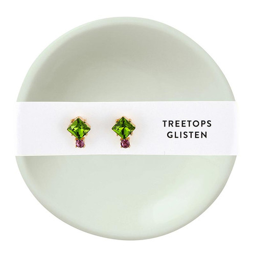 Holiday Stud Earrings & Trinket Tray Sets - Tree Tops Glisten