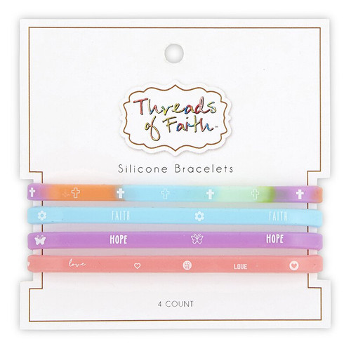 Silicone Bracelet - Rainbow - 4pk