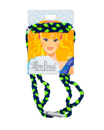 Double PomBraid Headband - Lime/Navy
