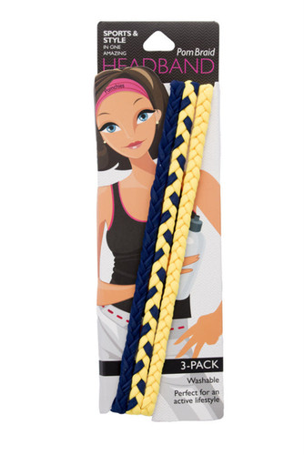 Pom Braid - Navy/Sunshine - 3/pk