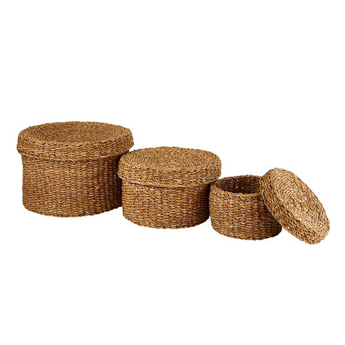 Seagrass Basket - Round Box with Lid