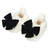 Plush Bow Slippers with Black Bow