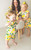Two-Piece Short Sleeve + Shorts Ruffle Set - Pink Stripes + Lemons