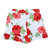 Two-Piece Short Sleeve + Shorts Ruffle Set - Blue Gingham + Red Roses