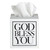 Square Tissue Box Cover - White with Black Text