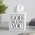 Square Tissue Box Cover - White with Black Text