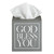 Square Tissue Box Cover - Grey with White Text