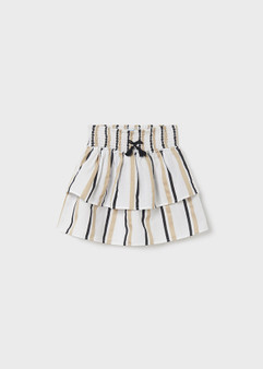 Tan Black-Stripe White Skirt