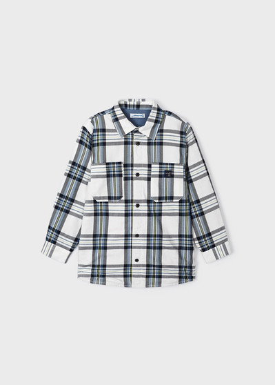 White and Navy Plaid shirt 