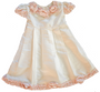 Duponi Ivory Silk Dress w/ peach flowers