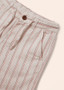 White & Beige Striped Linen Short Set