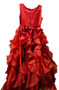 Red organza skirt w satin bodice