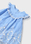 Blue with White embroidery dress