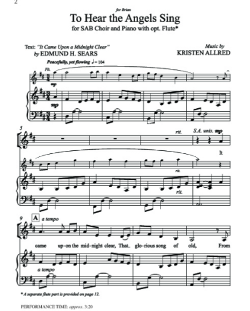 To Hear the Angels Sing (SAB Choir) Christmas Sheet Music