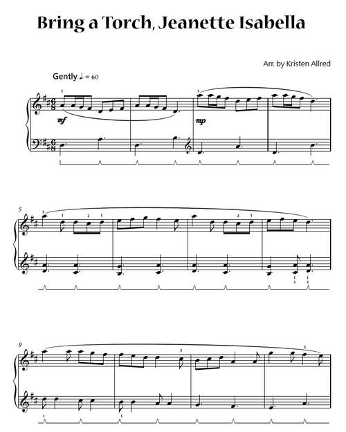 Bring a Torch, Jeanette Isabella - (Early Intermediate Piano)