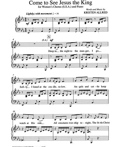 Come To See Jesus The King Sheet Music Lively And Sweet Ssa Christmas Piece