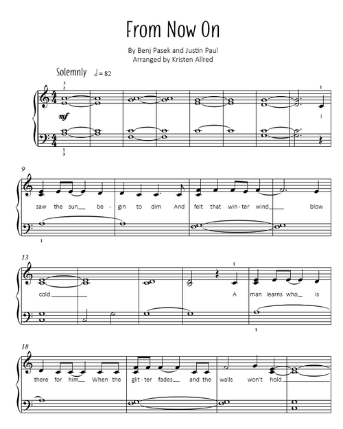 From Now On - The Greatest Showman - (Easy Piano Sheet Music)