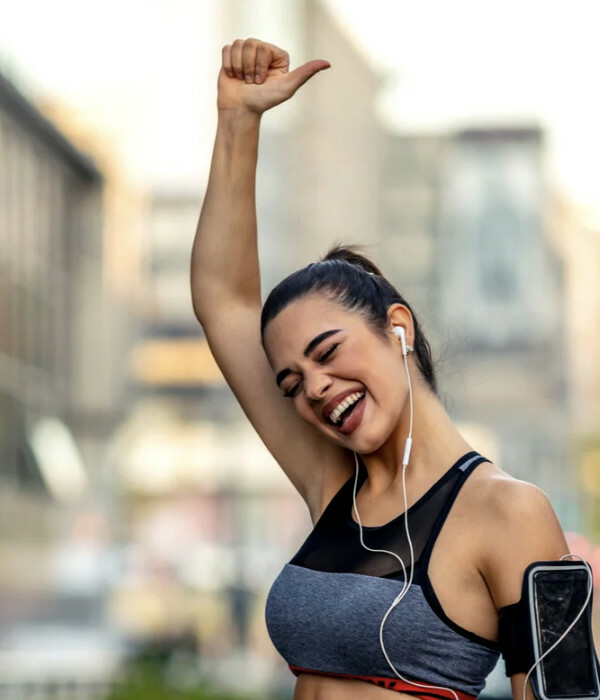 person celebrating good workout