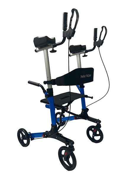 UPWalker Premium Lite upright walker with armrests and seat in walking position