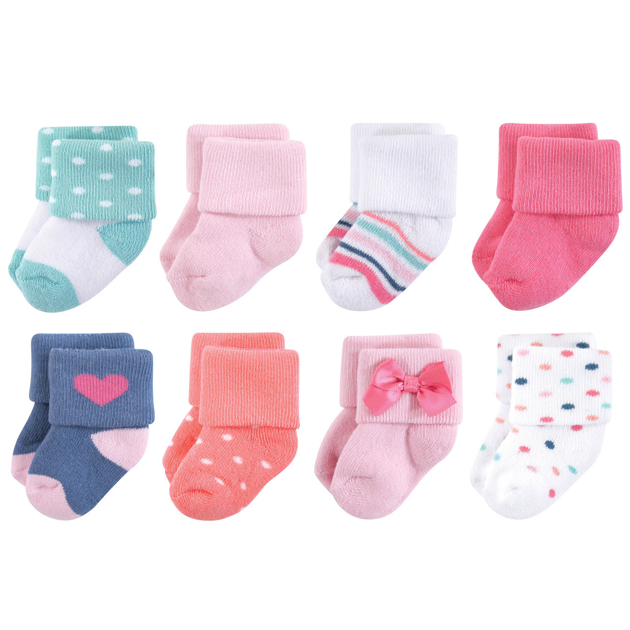 Hudson Baby Basic Crew Socks, 12Pack, Girl Stripe Baby and Toddler